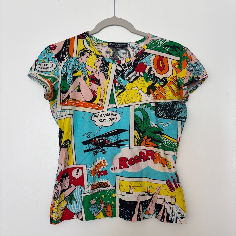 Dolce & Gabbana Comic Print Short Sleeve Top